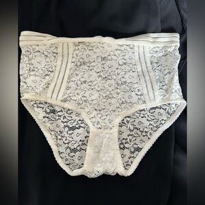 Super high-rise cream lace brief